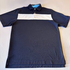 FootJoy Men's Navy White Colorblock Polo Size Medium Performance Stretch